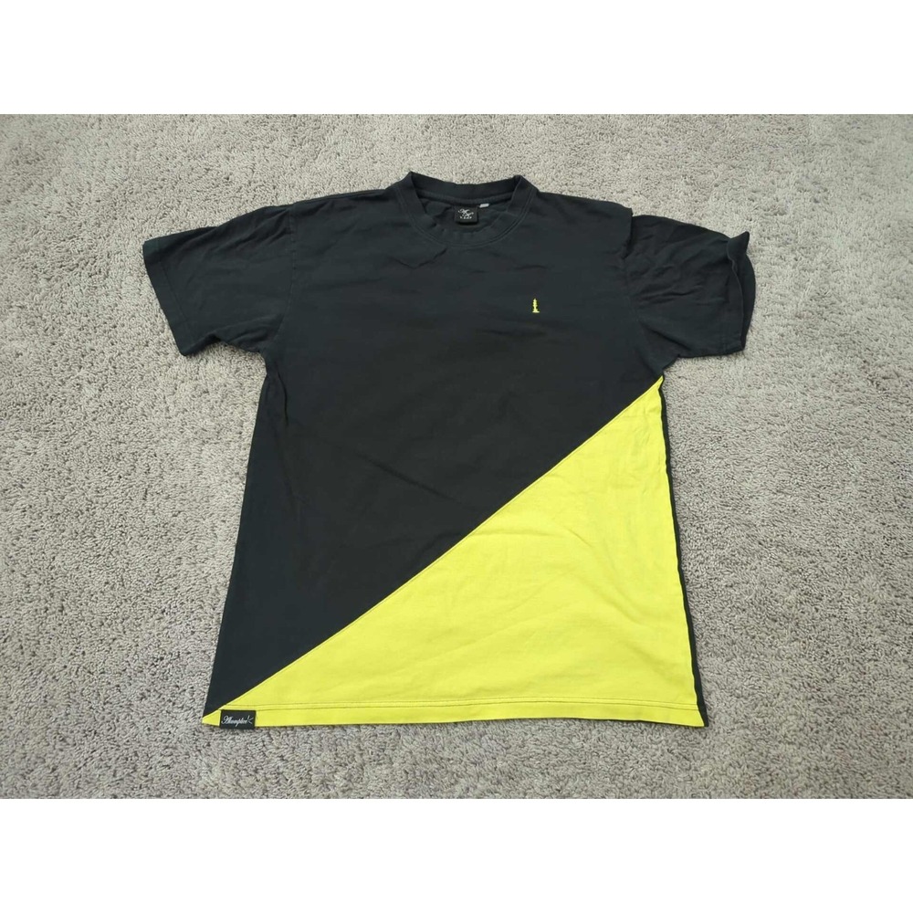 Akomplice VSOP T Shirt Mens M Black Yellow Diagonal Cut Colorblock Logo